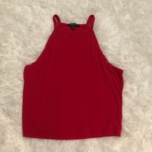 Women’s Red Ribbed Halter Top